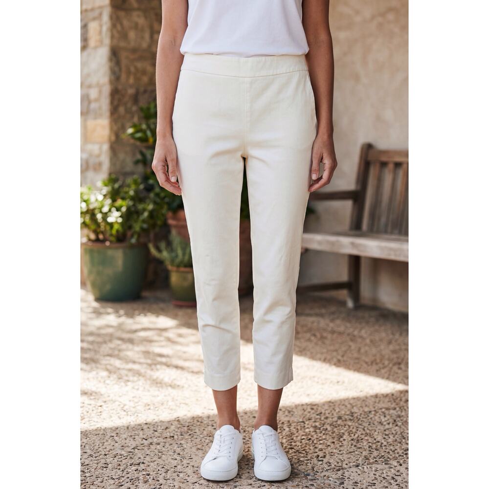 Talbots Chatham Ankle Pants Cream Side Zip Flat Front Back Welt Pockets
